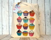 Cupcakes Illustration Eco Cotton Tote Bag