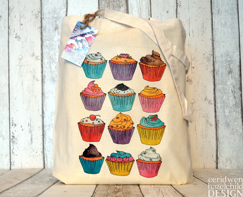 Cupcakes Illustration Eco Cotton Tote Bag