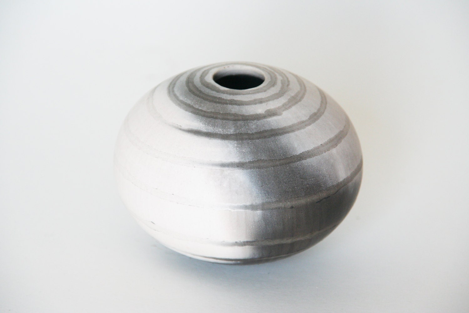 Striped Ceramic Pot - Sawdust Fired