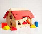 Vintage Plan Toys Wooden Shape Sorter House, Vintage Shape Sorter