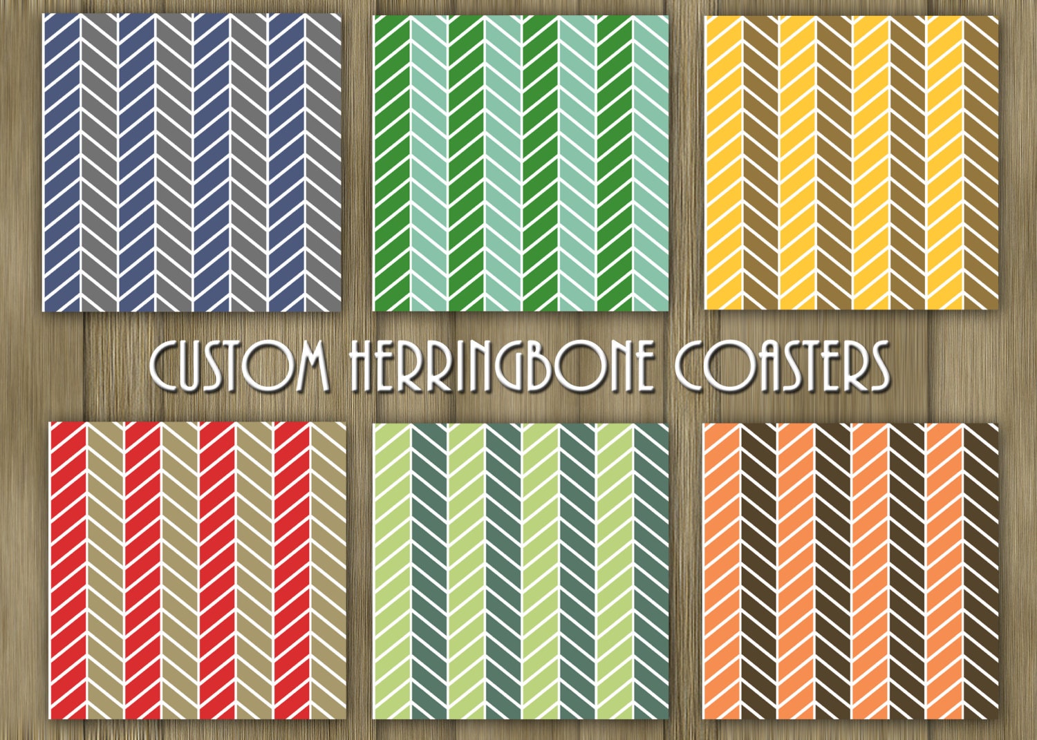 CUSTOM HERRINGBONE coasters // pick your color // set of four // bonsters