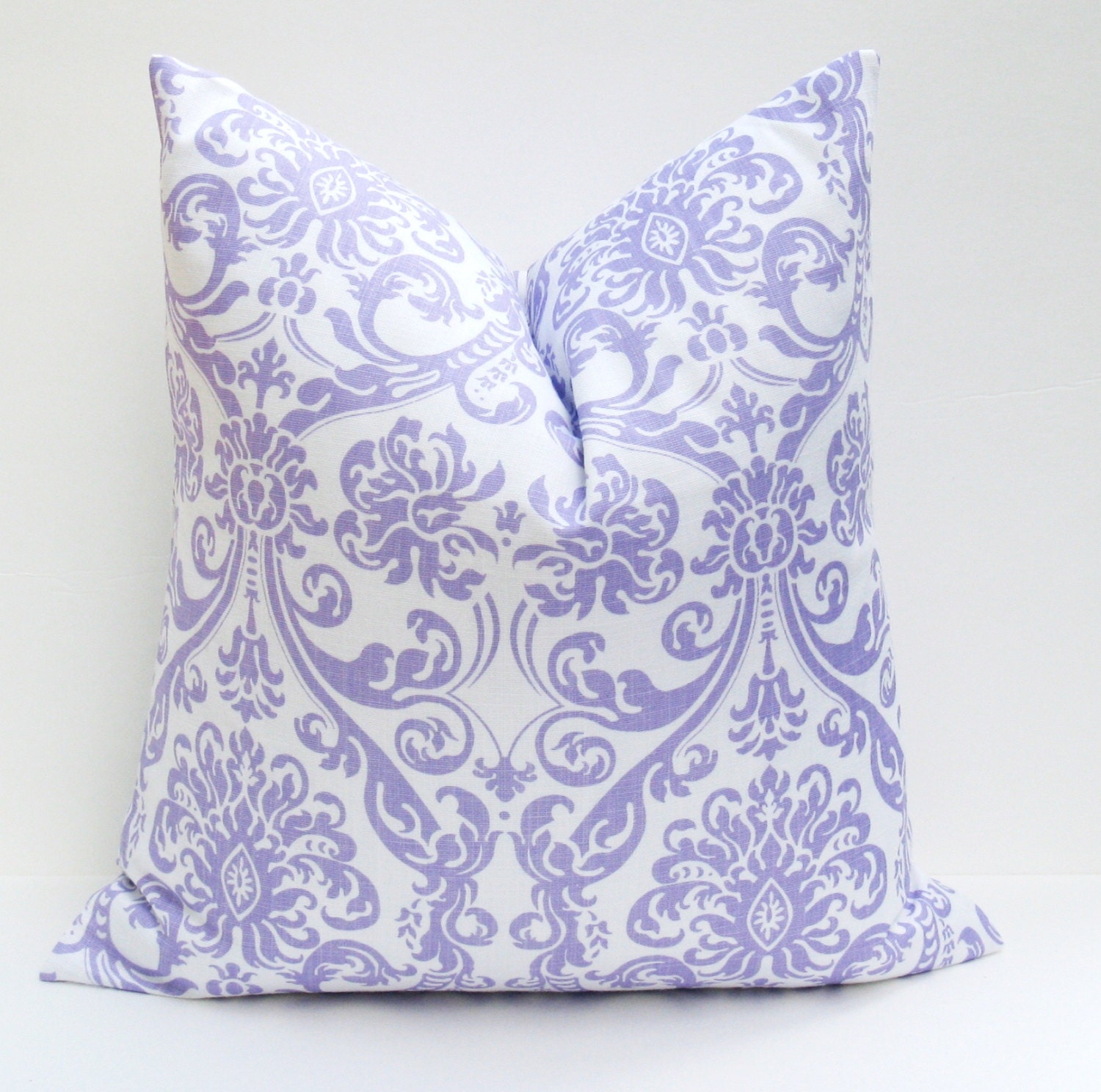 Throw Pillow Cover 18x18 Purple Pillow Lavender Damask Housewares Decorative Throw Pillow Covers Printed Fabric Both Sides
