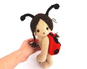 ladybug doll amigurumi spring ladybug red black polkadot toy for children insects garden gardening softie doll plushie sculpture