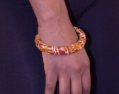 Thin African prints / Ankara bangle - Brown Abstract