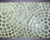 48 x 24 Large Painting Abstract Modern Art Wall deco Textured White Metallic Silver Squares Ready to Hang FREE SHIPPING