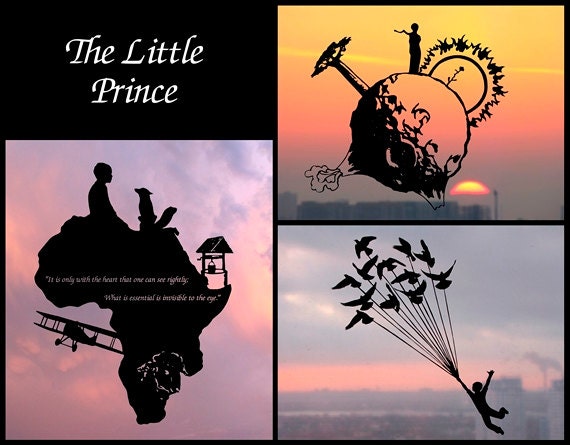 Set of Three The Little Prince Handmade Original Papercut Gift: Hand-Cut Paper Art Silhouette (UNFRAMED)