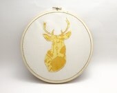 Deer Head, Embroidery Hoop Art- Woodland, 8 in Hoop, Wall Hanging