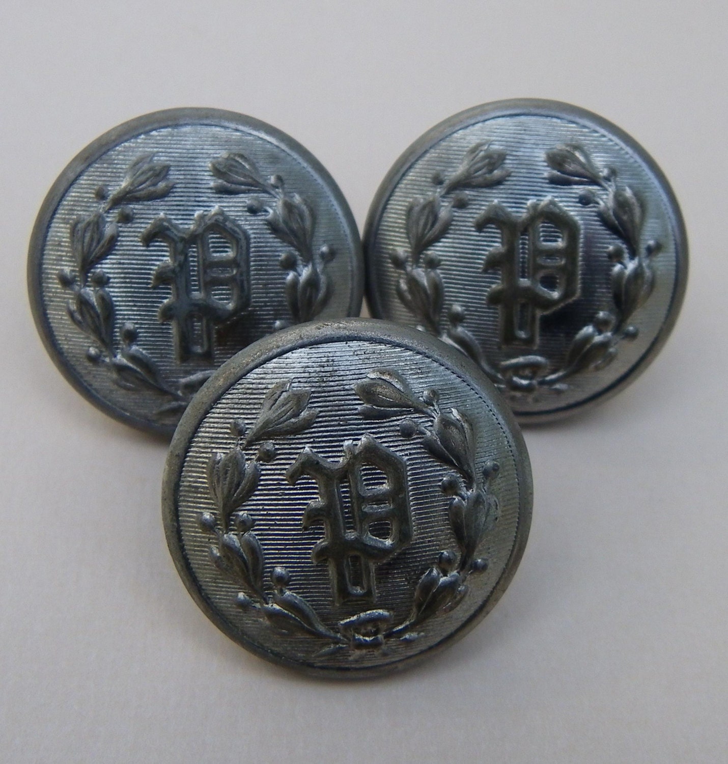 POLICE UNIFORM BUTTONS Set of 3 Silvertone 1 by WonderlandButtons