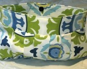 Waverly Solar Flair Lime/Indigo and green and White Chevron Clutch