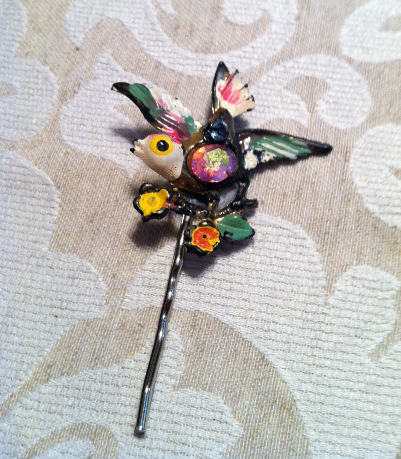 Vintage Spring Jelly Belly Bird Bobby Pins (1)