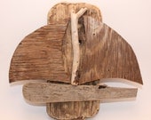 Hand Made Driftwood Sailboat Wall Hanging-Simple, Natural, Upcycled, Recycled-Beach Art, Nautical, Cottage Chic, Home Decor
