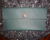Handmade Leather Clutch Green/Brown with Kell Dragon Clasp