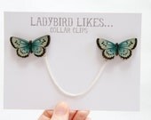Butterfly Wooden Collar Clips