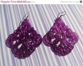 50% OFF SALE Violet Purple Chandelier Earrings Large Gypsy Drops Vintage Lucite Silver Bright Bold Spring Fashion by Amanda Lynne LUXE