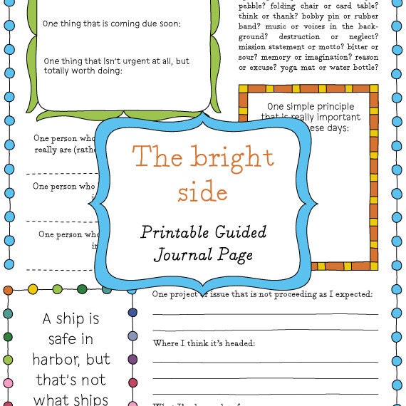 Printable Guided Journal Page - The Bright Side
