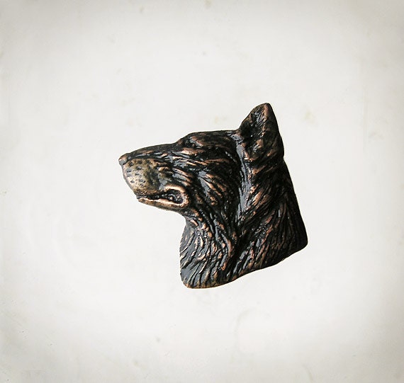 Animal Brooch Wolf, copper handmade brooch, wolf jewelry, unisex jewelry, gothic brooch