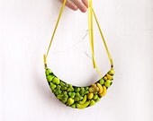 Statement Necklace Happy Vegetables, ombre, yellow and green, bib necklace, vegetables jewelry, chunky necklace, bright jewelry