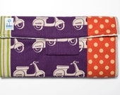 Travel Changing Mat, Baby Changing Pad - Echino, Kokka, Purple Scooters by Etsuko Furuya