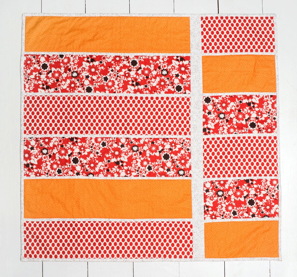 Baby Quilt /  Baby Blanket / Baby Playmat / Picnic Mat - Echino, Kokka, Pink Scooters by Etsuko Furuya