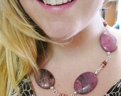 Chunky Pink Stone Necklace and Earring set