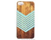 iPhone 5 Case Dark Wood Grain Geometric Teal