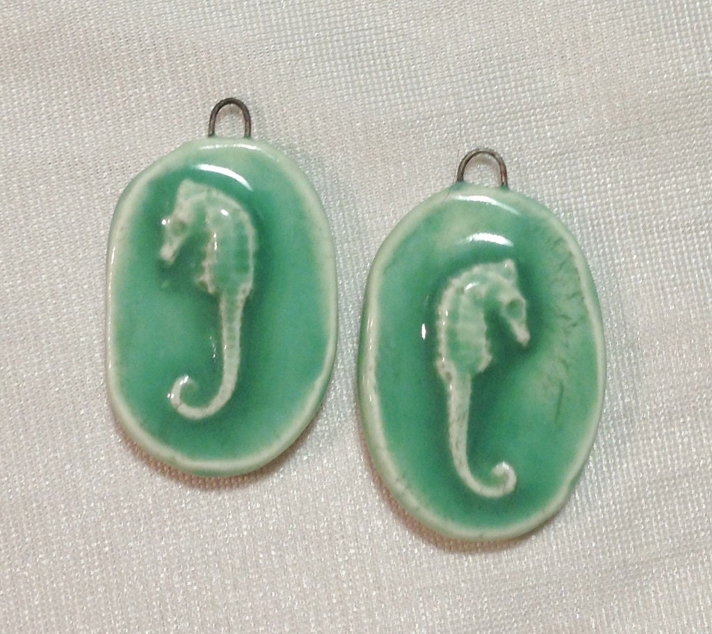 Ceramic Seahorse Earring Components Charms