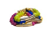 Jade beads with gold plated tubes bracelet