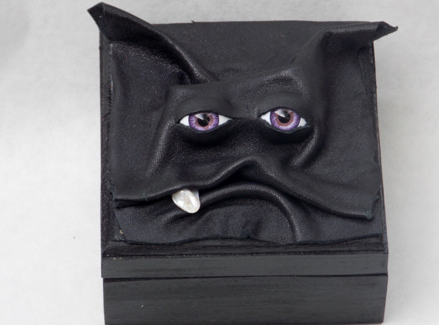 Black Leather Storage Desk Organizer Stash Box Altar Treasure Chest Witch Wiccan Pagan