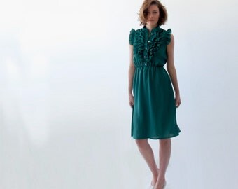 Green sundress ,  Women , Ruffles Dress , Spring Dress