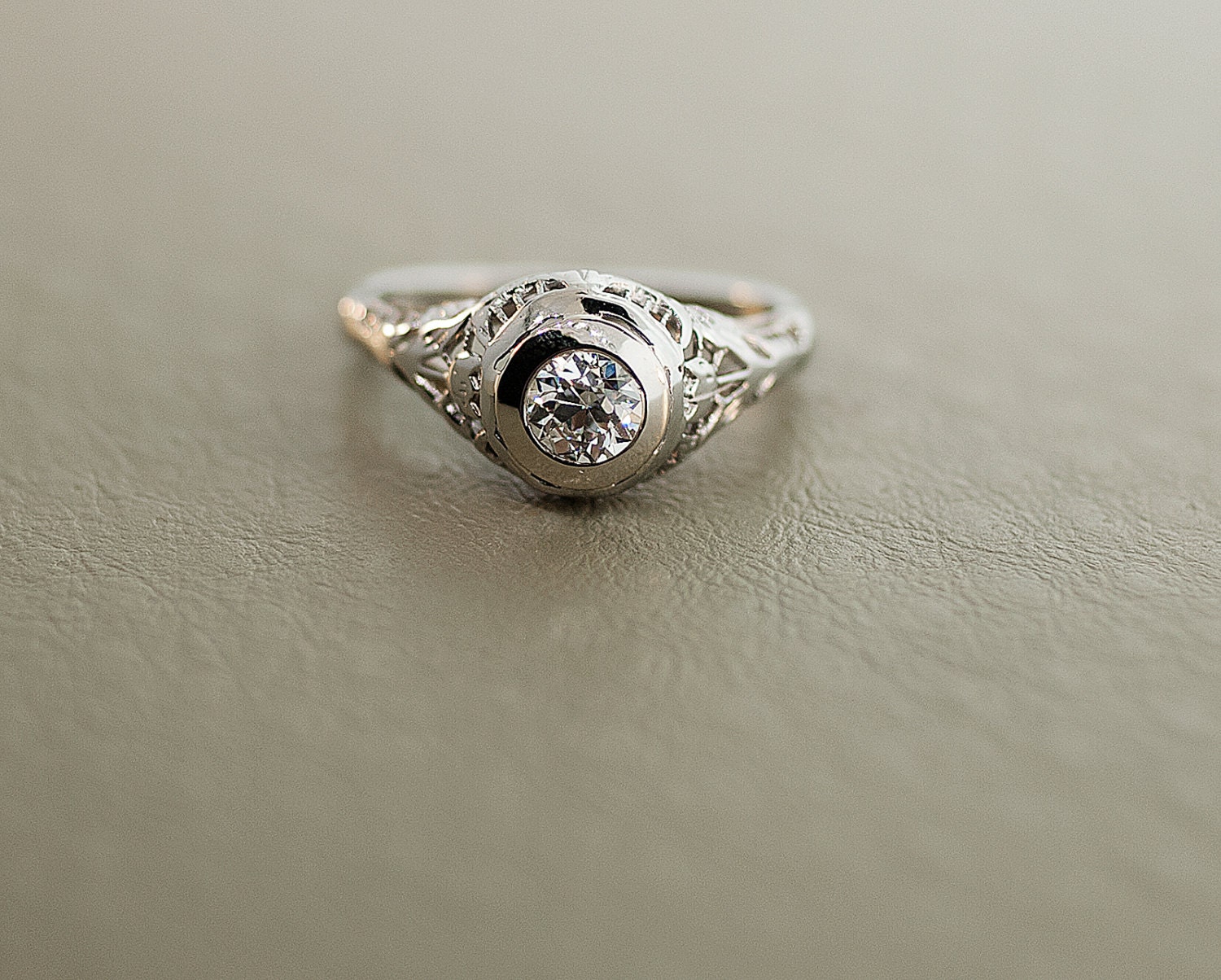 Antique Edwardian Diamond Engagement Ring - 18K White Gold and Diamonds