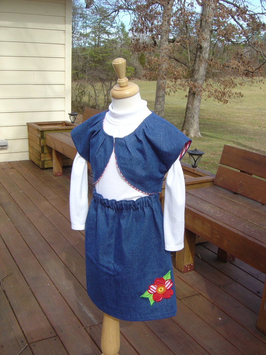 Jean skirt with Jean Bolero - Embroidered