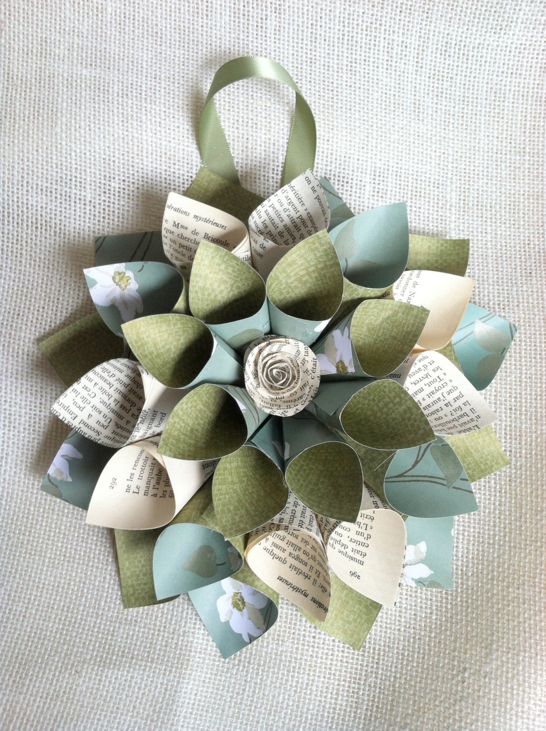 Vintage French Poetry Paper Wreath/Spring Wall Decor