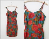 vintage 60s dress // 60s wiggle dress // floral print dress // floral print wiggle dress