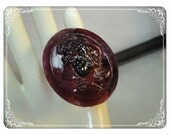 Amethyst Glass Cameo Hatpin, Victorian Art Nouveau , Extra Long Hat Pin (  Hatpin-008a-051413000 )