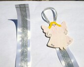 white and silver angel hair bow hanger- hair clip organizer- heart bow hanger