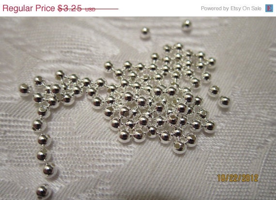 25% OFF Sterling Silver Beads, 3mm, Seamless, Round - 10 Beads per package