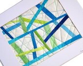 Modern Ocean Sea Glass Matted Quilted Wall Hanging Fiber Art
