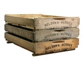 Vintage Wooden Berry Crate -- Rustic Industrial Storage Box