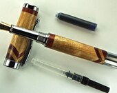 Handcrafted Wooden Pen Fountain Pen Maple with Blood Wood accents Chrome Hardware 404S