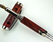 Handcrafted Wooden Pen Hand Turned Fountain Pen Amboyna Burl and Acrylic with Aluminum accents Rhodium Hardware 430FPA