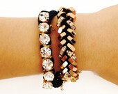 Arm candy set - Silk Knot bracelet and Chunky Chain - 24k gold plated