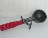 1940s Red Bakelite Handled Metal Ice Cream Scoop