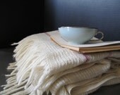 Vintage white striped baby blanket. - justynamrugala