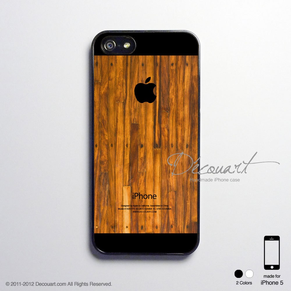 iPhone 5 case, iPhone 5 cover, case for iPhone 5, vintage wood pattern with black apple logo S529