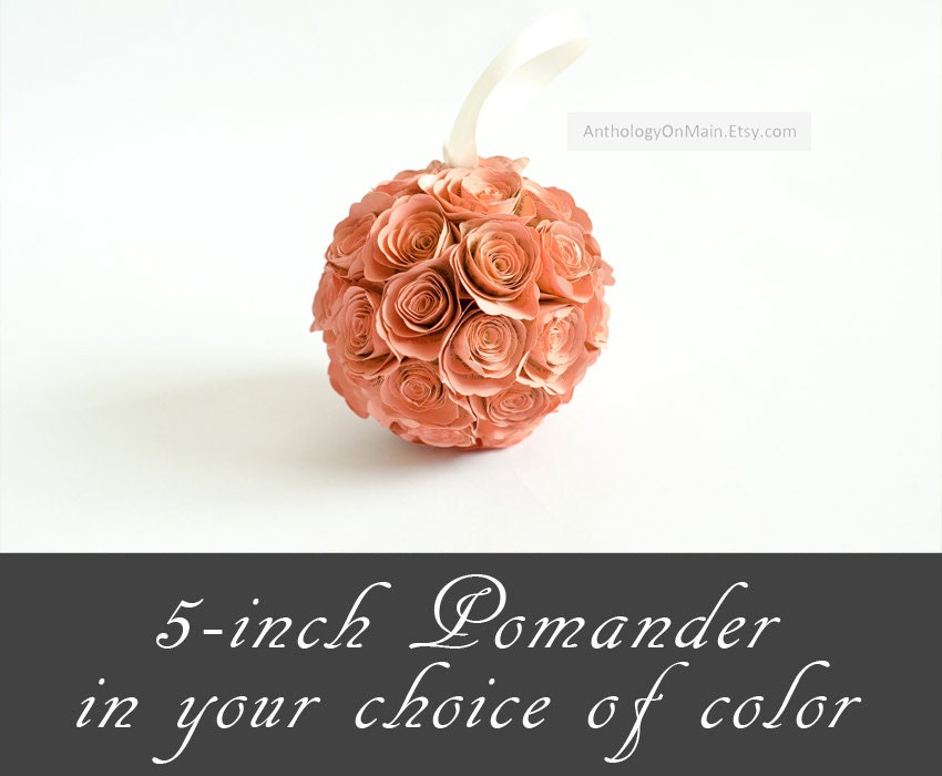 Flower Girl Bouquet Pom Pom Made to Order - Upcycled 5 INCH Book Page Rosette Pomander Kissing Ball - Eco Friendly Wedding Shower Decoration