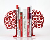 Minimalistic bookends - Danish heart tree- Scandinavia inspired item (red)