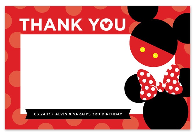 Disney Mickey Mouse & Minnie Mouse Thank You Card
