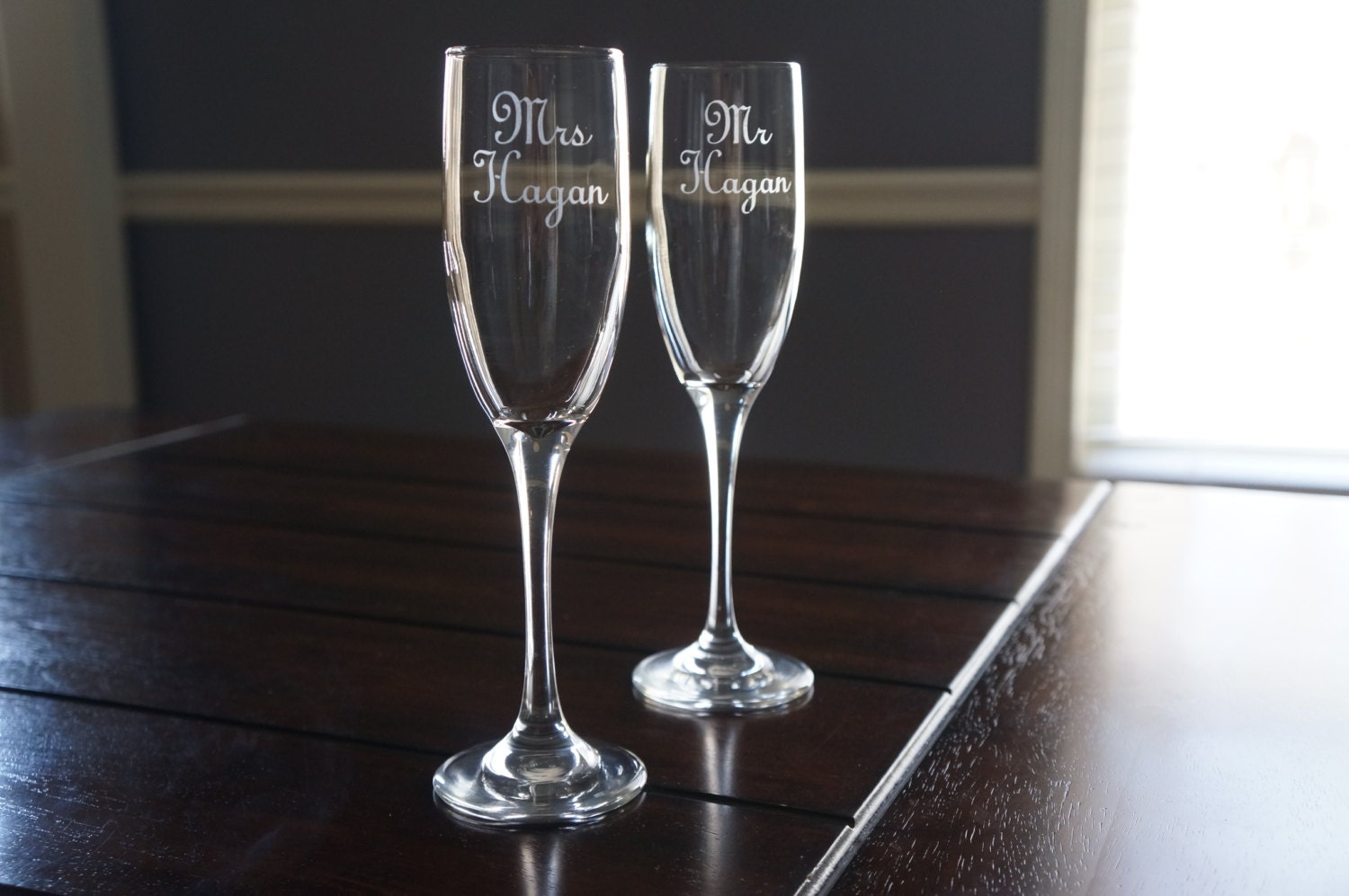 Toasting Flutes (Set of 2) -  Mr & Mrs With Personalization