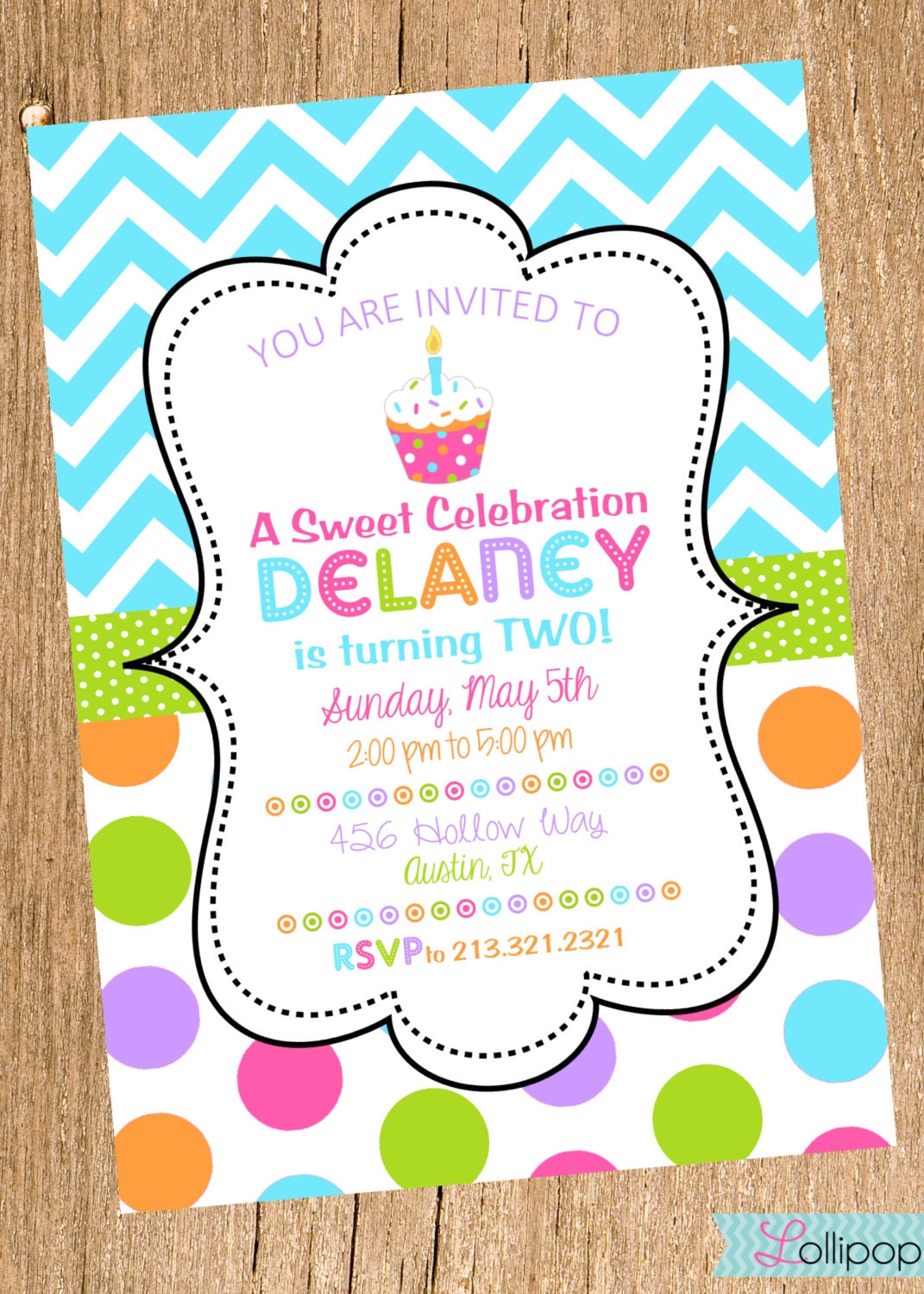 Cupcake Printable Birthday Invitation, Sweet Cupcake Personalized Birthday Invite, Cupcake Party