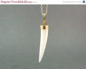 Memorial Day Sale Mother of Pearl Horn Necklace Simple Beautiful Minamilist Charm Gold Fill chain